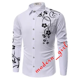 New Fashion Groom Shirts White Black Men Wedding Shirts Bauhinia Men's Long Sleeve Shirt Formal Occasion Men Dress Shirts 001232r