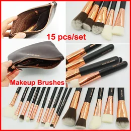 Rose Gold 15pcs Makeup Brushes Set Color Love Cosmetics Brush Face and Eye Brushes with Bag Eyeshadow Foundation Eyeliner Powder Blush Make Up Brush