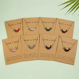 16pcs Fashion Creative Moon Imitation Natural Stone Resin Pendant Necklace For Women Jewelry 8 color T-6