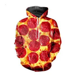 Nowa Moda Letnia Projektant Bluzy Męskie Kobiety 3D Casual Hoodie Pizza Harajuku Swetry RQ0672