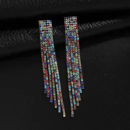Wholesale-tassel bridal wedding dangle earrings for women luxury designer colorful bling diamond danling earrings engagement dinner jewelry