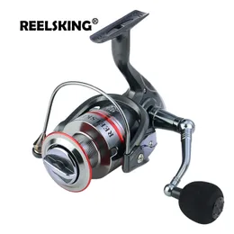 Reelsking Gear Ratio 최대 5.2 : 1 교환 가능한 핸들이있는 낚시 릴 회전 자동 접이식