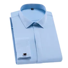 Ny ankomst 2020 Fransk manschett Herrskjorta Klänning Vitskjorta Långärmad Man Formell Solid Slim Fit Man Camisa Maskulin Da280