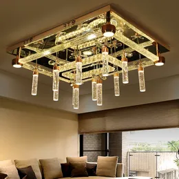 Lyxigt vardagsrum kristall ljuskronor lampa rund rektangel LED taklampor personlighet originalitet modern matsal llfa