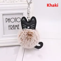 Coelho bonito Fluffy Cat Keychain Adorável pele do falso Chaveiro Bola animal por Mulheres Bag Car Moda pingente