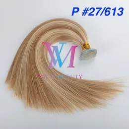 VMAE Piano Color Tape i hår dubbelt ritat silke rak mjuk naturlig blond brun mix färg jungfrulig mänsklig hårförlängning