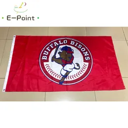 MiLB Buffalo Bisons Flagge, 3 x 5 Fuß (90 x 150 cm), Polyester-Banner, Dekoration, fliegender Hausgarten, festliche Geschenke