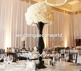 新しいスタイルゴールドキャンドルホルダーメタルローデレッドフラワー花瓶テーブルの中心的なイベントフラワーラックロードリードウェディングデコレーション483