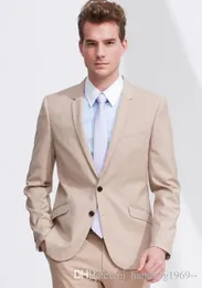 Nowa Moda Beige Man Work Work Notch Lapel Mens Prom Party Odzież Ślub Groom Tuxedos (Kurtka + Spodnie + Krawat) H: 907