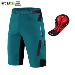 Wosawe män MTB Cykling Shorts Inbyggd Gel Padded Cykling Underkläder Pro Mountain Bike Loose Outdoor Downhill Shorts