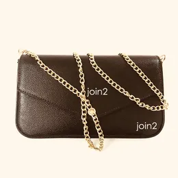 POCHETTE FELICIE, High Quality Women Fashion Stylish Chain Wallet Cross body Bag Clutch Shoulder Bag in Brown Canvas Zip Pocket Dust Bag