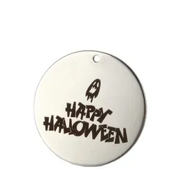 Stal nierdzewna okrągła srebrne wisiorki thriller Halloween Carnival Halloween Dekoracja akcesoria Happy Joy Halloween Najlepszy prezent