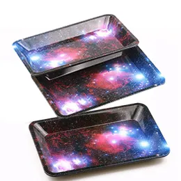 Nowy Starry Sky Metalowa taca owocowa Tin Plate Case Mini Metal Metal Maszyna Tobacco Tacki do przechowywania Palenie