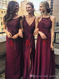 2019 Abito da damigella d'onore Borgogna di alta qualità Giardino lungo Giardino Country Formal Wedding Party Guest Maid of Honor Gown Plus Size Custom Made