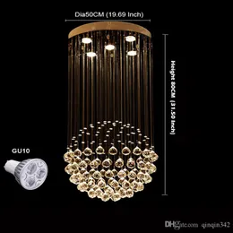 DHL 2020 Modern Large Crystal Chandeliers Light Fixture for Lobby Staircase Chandelier Long Spiral Crystal Light Lustre Ceiling Lamp