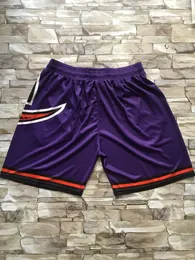 Nytt team MN Vintage BaseKetball Shorts med 2 sidor fickor som kör kläder lila och vit färgstorlek S-XXL