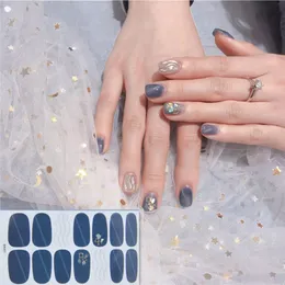 14tips Full Cover Gradient Shiny Nail Stickers Adhesive Wraps Decorations DIY for Beauty Flowers Nail Art Polish Plain Stickers