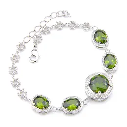 luckyshine jewelry natural shiny olive peridot gems for women 925 silver chain bracelets holiday gift 8inch free