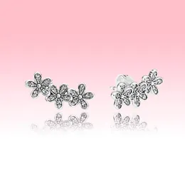 Äkta 925 Sterling Silver Glänsande Daisy Stud örhängen Dam Flickor Sommarsmycken med originalask för Pandora CZ Diamond Örhängen set