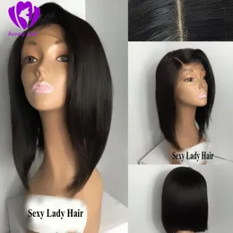 Boczna część bob krótkie koronki przednie peruki syntezy włosów z włosami dla dzieci naturalne proste symulacja ludzkich włosów peruki dla czarnych kobiet