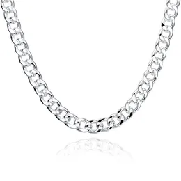 Plated sterling silver necklace 20 24 inches Men's 10M Square Side Chains necklace DHSN011 Brand new 925 silver plate Chains jewelry