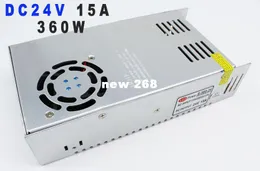 Freeshipping Switching Switch Strömförsörjning 24V 15A 360W LED POWER ADAPTER DRIVER Transformator AC110V 220V till UPS 24V för bandlampa CNC CCTV