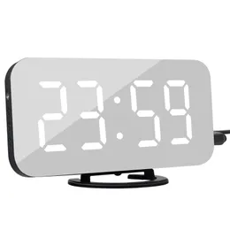 Digital Led Alarm Clock Snooze Display Time Night Led Table Desk 2 Usb Charger Ports For Iphone Android Phone Alarm Mirror Clock