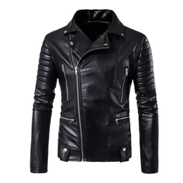 Men Winter Leather Jacket Biker Motorcycle Zipper Long Sleeve Coat Top Blouses casaco masculino jaqueta masculino ropa mujer