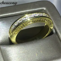 Choucong Fashion Wedding Band Ring för kvinnor Princess Cut Diamond Yellow Gold Fyllda Förlovningsringar BiJoux Gift