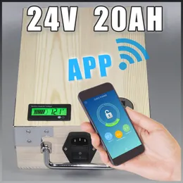 App 24 v 20Ah LiFePO4 Bateria + BMS Bicicleta El￩trica, carregador de GPS Bluetooth controle 5 v Porta USB Pacote de scooter bicicleta el￩tr