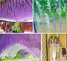 Hot new Encryption 110cm Wisteria Wedding Decor 7 colors Artificial Decorative Flowers Garlands for Party Wedding Home WCW748