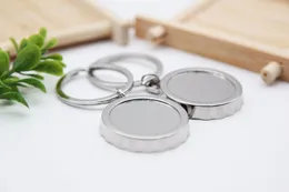 5pcs/lot Portable Silver Plated Blank Beer Bottle Opener Round With Key Chain Small For Diy Bottle Opener Keychain Making