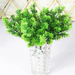 Wholesale- Cheap 7 branch/bouquet 35 heads artificial Green plant fake milan grass bonsai decoration leaf corner lawn decoration