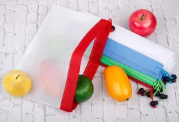 12pcs / conjunto reutilizável malha produzir sacos premium Washable amigáveis ​​de Eco Sacos para compras na mercearia de armazenamento Fruit Vegetable 100