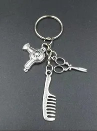 25mm Kluczowe Łańcuchy Prezenty Suszarka Do Włosów Nożyczki Grzebień Para Breloczek Key Breloczkowy Torba Charms Wisiorek Brelok Biżuteria Keyring Akcesoria