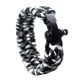 Męskie i damskie Handmade Odkryty Sporty Kolorowe Woven Paracord Link Bransoletka Bransoletki Ze Stali Nierdzewnej Klamry