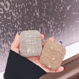 Bling Glitter Full Crystal Diamond Storage Bag for Airpods 2 Wireless Earphone Pouch Shell Shinning Protective Case for Airpods Pro Headset