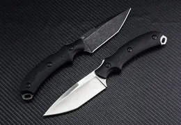 Utomhus överlevnad rak kniv d2 satin / sten tvätt tanto blad svart g10 full tang handtag med kydex