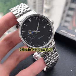 Nowy Master Control Ultra Thin Black Dial Moon Phase Japonia Miyota Automatyczny Zegarek Mężczyzna Ze Stali Nierdzewnej Bransoletka Gents Zegarki Hello_watch