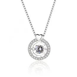 Fashion-Sterling Silver Halsband Hjärtformad Mikroinflytande Swarovski Crystal Drop Pendant