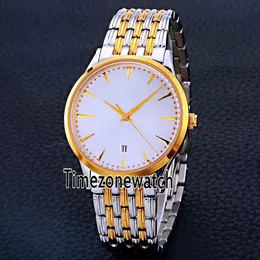 New Master Control Date Q1288420 Miyota 8215 Automatic Mens Watch Two Tone Yellow Gold White Dial Stainless Steel Timezonewatch E25b2