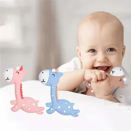Baby silikon teether tenn leksak djur hjort baby ring tänder silikon pärlor diy kedja baby barn produkter