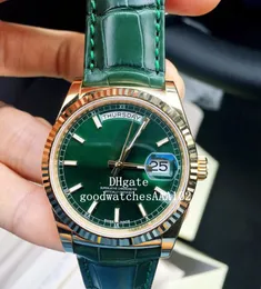 Наручные часы классической серии 36 мм 118238 Зеленый циферблат Безель Азия ETA 2813 Механизм Автоматический кожаный ремешок Мужские часы Часы