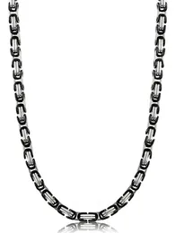 22/24/30 inches rostfritt stål halsband för män byzantinsk kedja länk svart silver ton, 4,5 mm