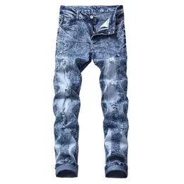 Men's Jeans Ripped Pants Hole Distressed Stretch Jeans for Men Pants Straight New Brand Slim Plus Size 40 42