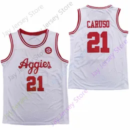 2020 NEW NCAA TEXAS A M AGGIES JERSEYS 21 Alex Caruso College 농구 저지 화이트 사이즈 청소년 성인 모두 스티치