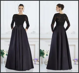 Neues 2020 schwarzes formelles Kleid A-Linie mit Juwelen und langen Ärmeln aus Spitze und Perlen für die Brautmutter Kleider Abendgarderobe für Frauen nach Maß 573