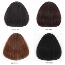 100% Proste Bangs Ludzkie Naturalne Włosy Grzywki Fringe Frontal Prosto Stealth Non-Trace Hair Beng Clip W Włosianym Przedłużacz Szepar