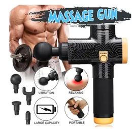 Terapia elektroniczna masaż pistolety 3 pliki 24 V bezszczotkowy pistolety do masażu LED mięśni ciała Relaksujący bóle reliefowe z 4 głowicami