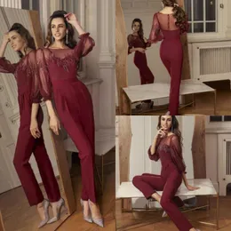 Bury jumpsuits papilio prom klänningar juvelhalspärlor dubai arabiska kändis kvällsklänningar billiga pantsuits formell tävlingsklänning